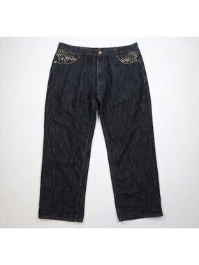 Vintage Y2K Delf Imperious Baggy Wide Leg Denim Jeans Mens W40 L32 Eagle Tribal